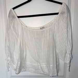 American Eagle Outfitters White Lace Detail Blouse